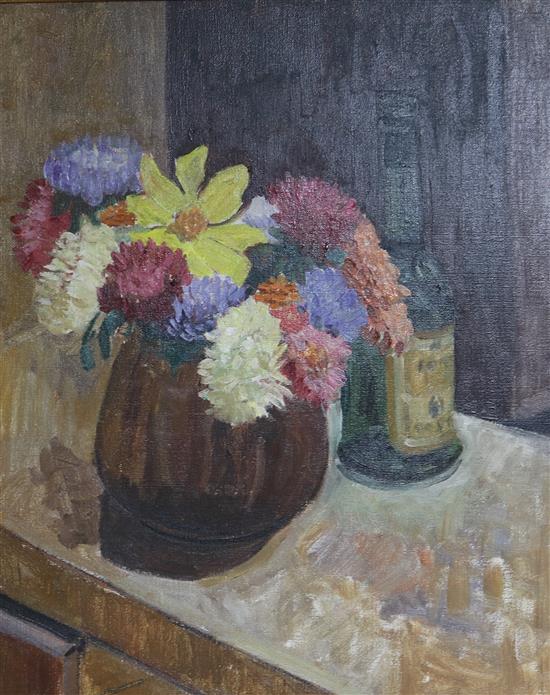 Mid 20th century Still life of flowers in a vase 48 x 38cm